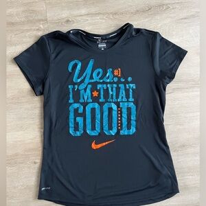 Nike Running Dri-Fit Short Sleeve Shirt Black Graphic SZ L